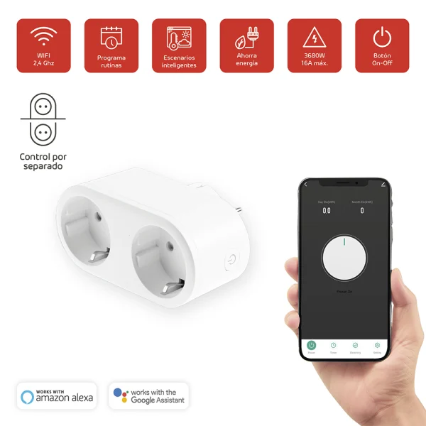 Enchufe Wifi doble con medidor de consumo - Imagen 2