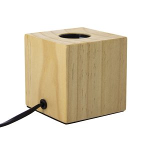 Lámpara de sobremesa cubo de madera E27